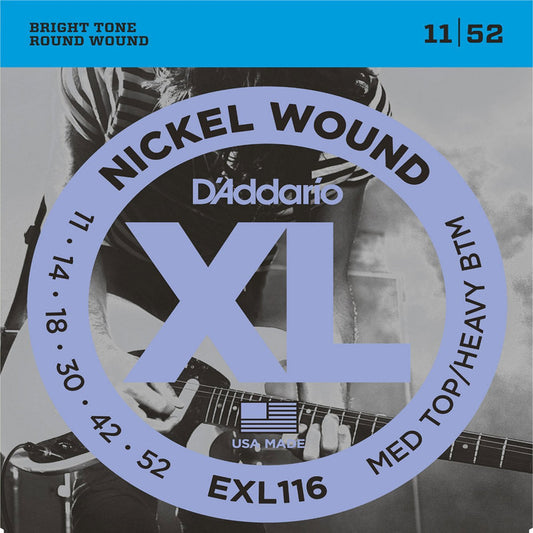 D'Addario EXL116 XL Nickel Wound, Medium Top/Heavy Bottom (.011 -.052)