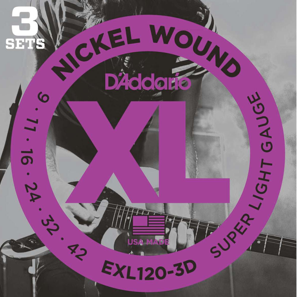 D'Addario EXL120 XL Nickel Wound, Super Light (.009 -.042) **3 PACK**