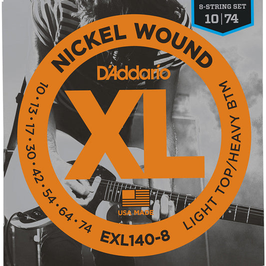 D'Addario EXL140-8 XL Nickel Wound 8-String, Light Top/Heavy Bottom (.010 -.074)