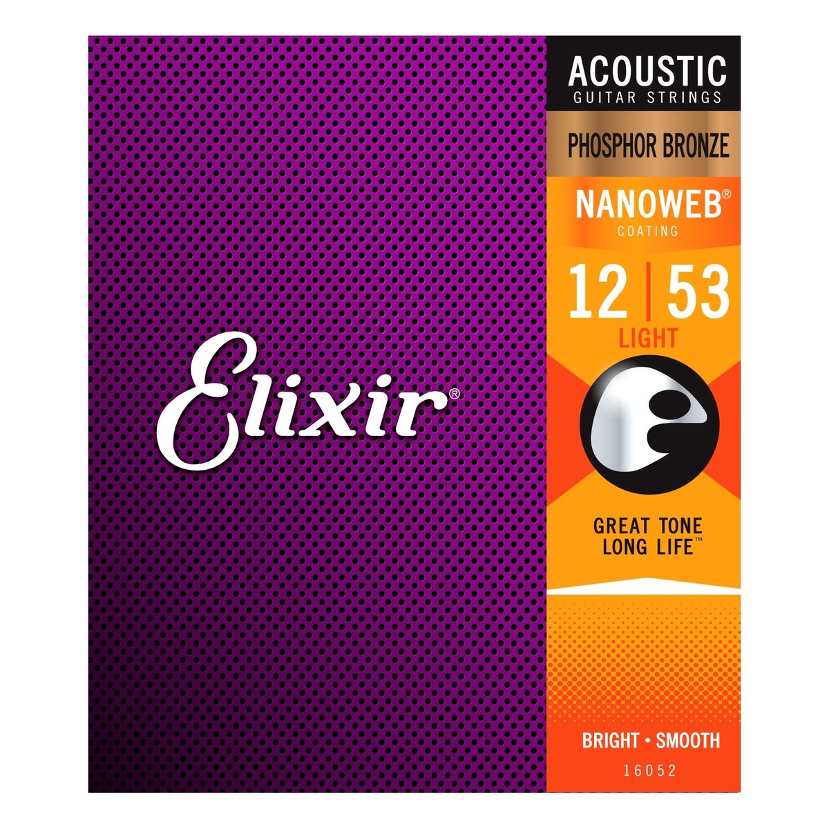 Elixir Nanoweb Acoustic Guitar Strings (.012-.053) Light - Phosphor Bronze